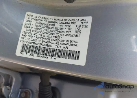 2015 Honda Cr-V Ex z USA, uszkodzony, nr VIN 2HKRM4H52FH688081